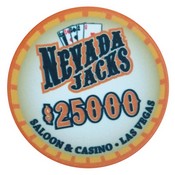 Nevada Jacks Saloon Series Ceramic 10 Gram Poker Chip $25000, AGNJS-25000